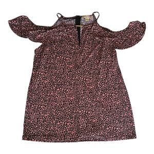 Womens Top Size Medium Loose Fit Cold Shoulder Floral